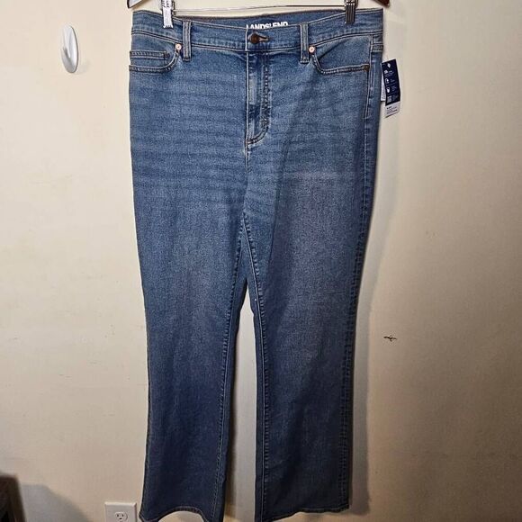 Lands End Women's Recover High Rise Bootcut Blue Jeans Medium Blue Size 14 NWT - Picture 1 of 5
